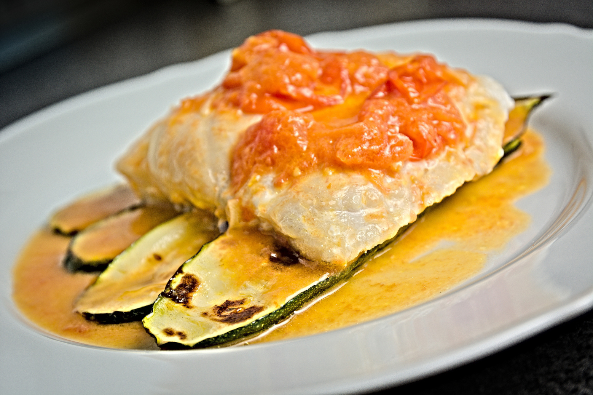 Grillet filet af kulmule med squash